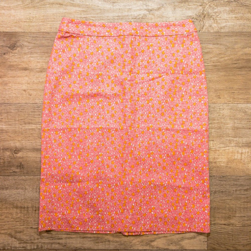 Talbots Cotton Skirt Womens Size 2 Pink & Orange Modern Print